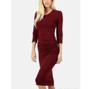 Soft and Sexy Shirred Burgundy Dress in Large